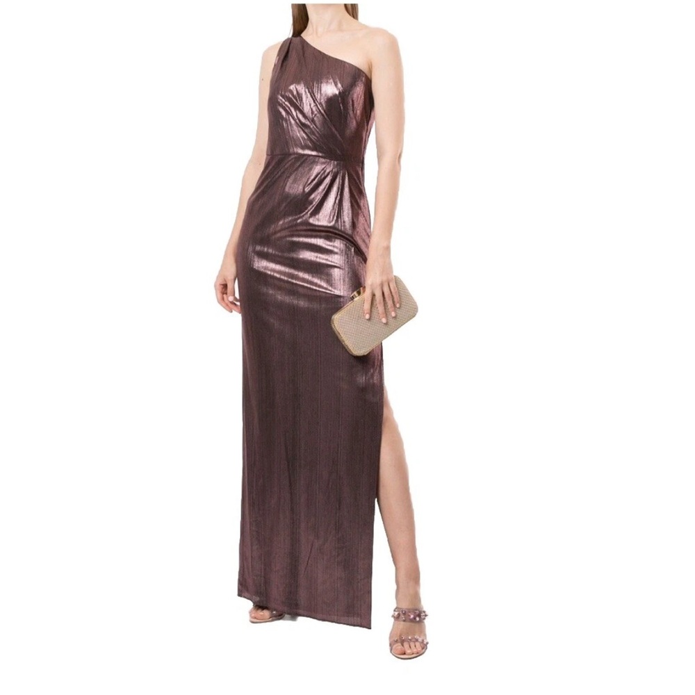 Marchesa Notte One Shoulder Draped/Fuchsia Gown